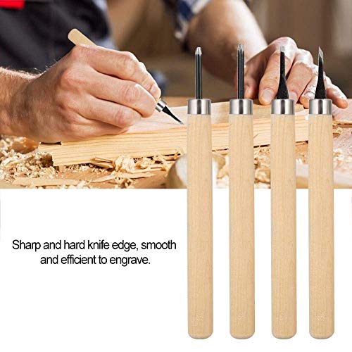 Wood Carving Tool, 4pcs Rubber Stamp Carving Knife Manual Sharpener for DIY Art Craft Carpentry Beginners Amateur (Number Two) HEEPDD