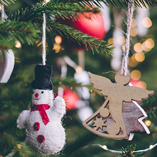 PartyKindom 4PCS Christmas Cutout Wood Chips Unfinished Christmas Crafts Christmas Hanging Cutouts Wood Cutout Xmas Wooden Ornament Wooden Snowflake PartyKindom