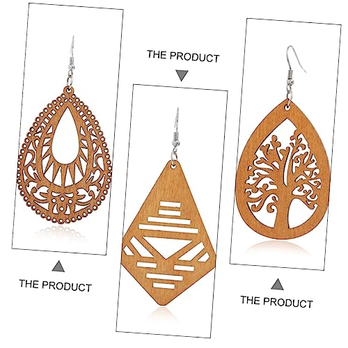 8 Pairs Wooden Geometric Earrings Wooden Earing Women Jewelry Earrings Ethnic Dangle Earrings Drop Dangle Earrings Boho Jewelry Natural Wood Earrings - WoodArtSupply