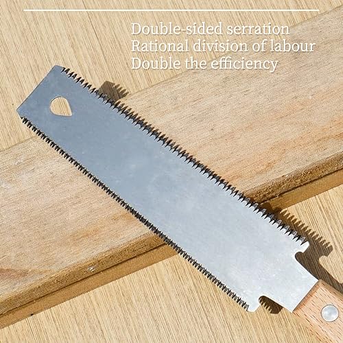 Double Edge Handsaw with 6-Inch Flexible Blade, Double Edge Pull Saw TPI 17/14, Small Double Edge Handsaw for Woodworking, PVC Pipe Cutting and DIY