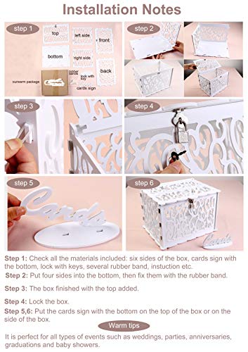 OurWarm DIY White Wedding Card Box with Lock PVC Card Box Graduation Card Box Perfect for Weddings, Baby Showers, Birthdays, Bridal or Baby Showers - WoodArtSupply