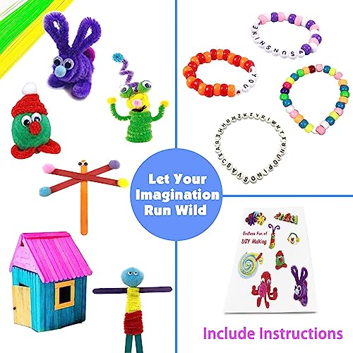 Arts and Crafts Supplies for Kids 1600Pcs DIY Craft Kits Art Supplies Materials Kids Crafts Set with Pipe Cleaners Craft Box Preschool Homeschool