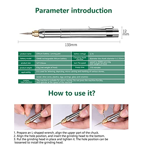 Metal Scribe,Rechargeable Engraving Pen Engraver Portable Cordless Electric Grinding Pen DIY Rotary Tool Kit - WoodArtSupply