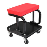 Parts-Diyer Shop Garage Rolling Stool Mechanic Roller Seat Chair, Rectangular Shape Auto Accessory, Red Parts-Diyer