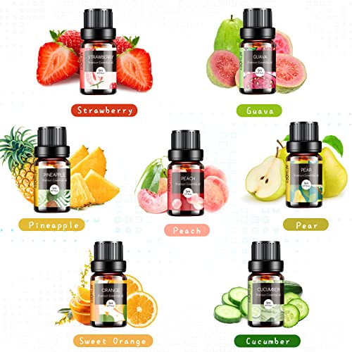 Fruity Essential Oils Set - TOP 14 Fragrance Oil for Diffusers, Candle Making Includes Strawberry, Apple, Pineapple, Cucumber Melon, Cherry, Mango,