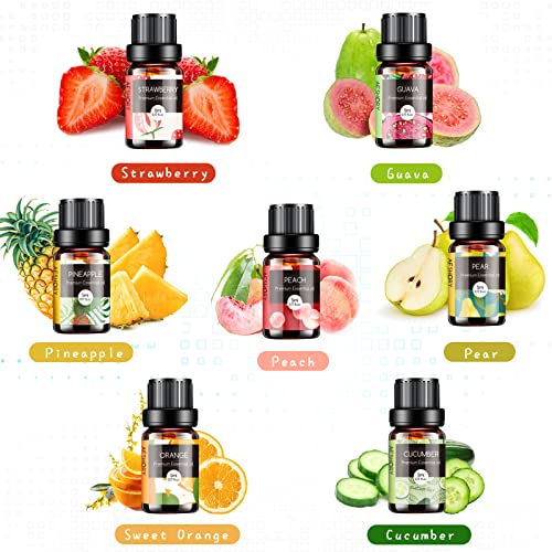 Fruity Essential Oils Set - TOP 14 Fragrance Oil for Diffusers, Candle Making Includes Strawberry, Apple, Pineapple, Cucumber Melon, Cherry, Mango, Aeshory