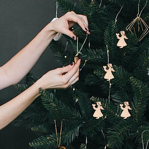 EXCEART Christmas Decorations 100 Pcs Christmas Wooden Ornaments Unfinished Wood Slices Christmas Tree Hanging Decor for DIY Crafts Christmas Holiday EXCEART