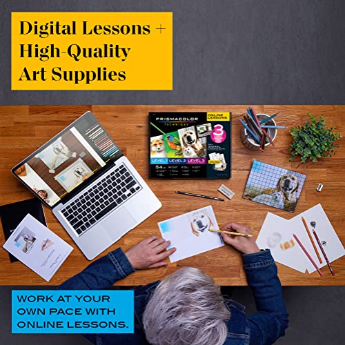 Prismacolor Technique, Art Supplies and Digital Art Lessons, Animal Drawing Set Bundle, Levels 1-3, 54 Count Prismacolor