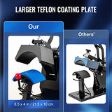 VEVOR 4-in-1 Heat Press Machine for Hats with 6x3inches Curved Teflon-Coated Heat Plate, Easy Temperature Control Non-Slip Base, Four Replaceable VEVOR