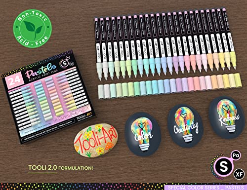 TOOLI-ART Acrylic Paint Markers Paint Pens Special Colors Set For Rock Painting, Canvas, Fabric, Glass, Mugs, Wood, Ceramics, Plastic, Multi-Surface. TOOLI-ART