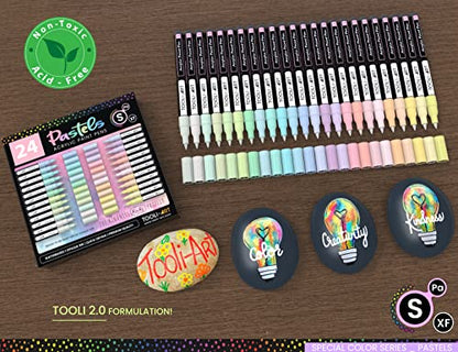 TOOLI-ART Acrylic Paint Markers Paint Pens Special Colors Set For Rock Painting, Canvas, Fabric, Glass, Mugs, Wood, Ceramics, Plastic, Multi-Surface.