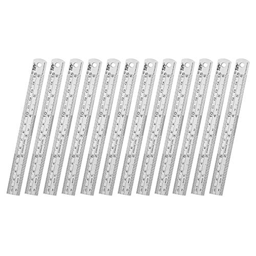 Ruler Metal Straight Edge Ruler Stainless Steel Ruler 6 Inch Ruler Set Rulers Bulk 12 Pack - WoodArtSupply