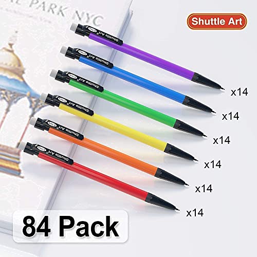 Shuttle Art Mechanical Pencils and erasers Bundle, Set of 84 Pack Bulk Mechanical Pencils + 120 Pack Pink Erasers Bulk Shuttle Art