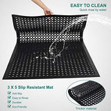 Rubber Floor Mats Door Mats Restaurant Kitchen Anti Fatigue Drainage Floor Mat Durable Non Slip Bar Floor Mats Used for Indoor Outdoor Wet Area Black Crablux