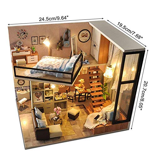 UniHobby DIY Dollhouse Kit with Dust Proof Cover 1:24 Scale Wooden Toy Gift UniHobby