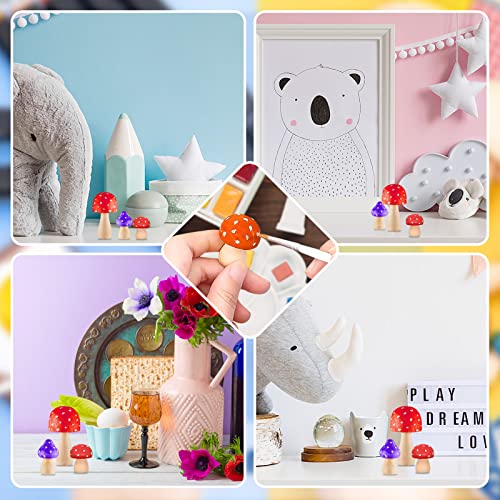 12Pcs Unfinished Wooden Mushroom Natural Mini Wooden Mushroom Various Sizes Plain Unpainted Wooden Mushroom for Arts and Crafts Projects, DIY Tmtains