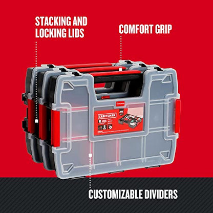 CRAFTSMAN Storage Organizer, Small Parts Organizer, 3-Packs with 10-Compartments, Lid Includes Secure Latch (CMST60964M)