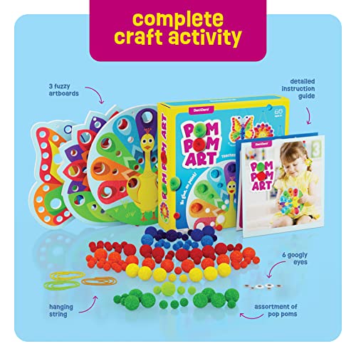Pom Pom Arts & Crafts Kit for Toddlers - Easy Toddler Art Activity Craft for Little Boys & Girls Ages 3, 4, 5, 6 Years Old Kids Sensory Activities - Dan&Darci