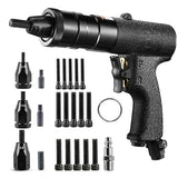 QIUMIN Pneumatic Rivet Nut Gun with Self-Locking Head Gun 1/4'', 5/16'', 3/8'' Mandrels, Air Riveting Gun Kit Riveter Set QIUMIN