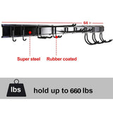 Ultrawall 13 PCS Tool Storage Rack, 64 Inches Adjustable Garage Organization Wall Mounted Storage System with 9 Hooks, Heavy Duty Steel Garden Tool Ultrawall