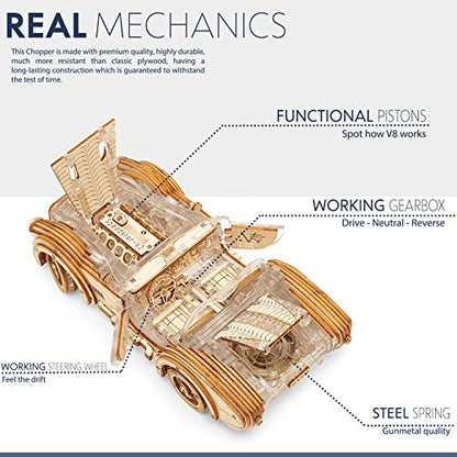 Speedster-V2 Veter Models Wooden 3D Puzzle for Adults DIY Plastic STEM Toys Hobby Gift Modelling Kit Mechanical Puzzles - WoodArtSupply