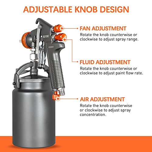 REFINE Spray Gun, Siphon Air Spray Gun, 1.8mm Nozzle, 1000CC Aluminum Cup, Special Process, Easy to Clean, Paint Gun, Automotive Paint Spray Gun, REFINE