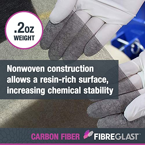 Fibre Glast Ultra Lightweight Carbon Graphite Veil Cloth – Sheer Sandable Surface Fabric Coat for Air, Car, Auto, Boat & Marine Repairs –Epoxy-Resin Fibre Glast