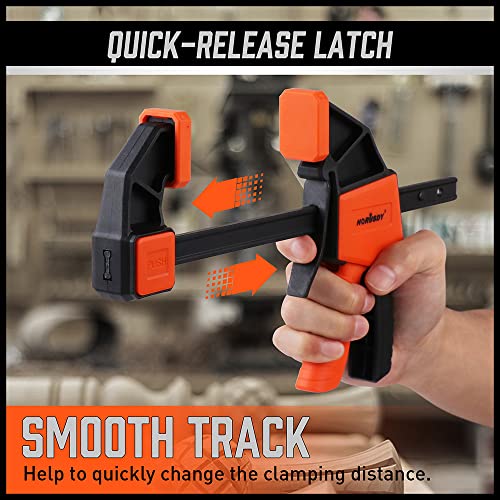 HORUSDY 8-Pack Bar Clamps for Woodworking, 12" and 6" Bar Clamps, Wood Working Clamps Sets, Quick Clamps F Clamp with 150 LBS Load Limit (8-Pack Wood HORUSDY