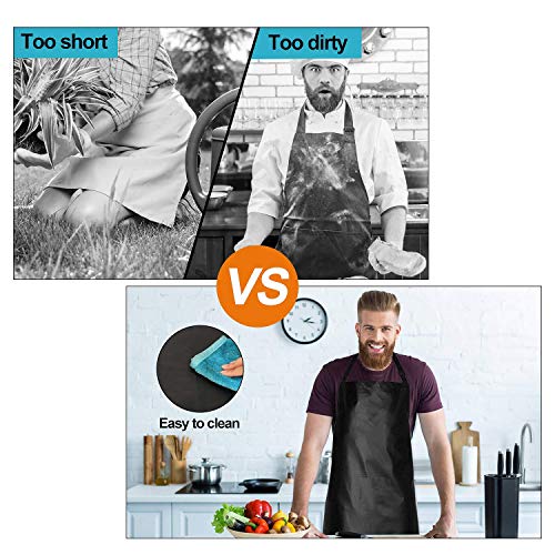 2 Pack Waterproof Rubber Vinyl Apron 40" Aprons for Men Heavy Duty Chemical Resistant Work Apron Extra Long Grilling Aprons with Adjustable Bib Apron Gotega