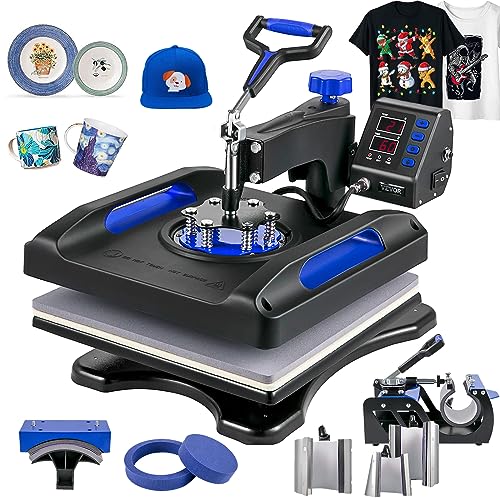 VEVOR Heat Press Machine 8 in 1 Combo - 15x15 Tshirt Press Machine with Tumbler Press, 360° Swing Away Digital Multifunction Heat Transfer - WoodArtSupply