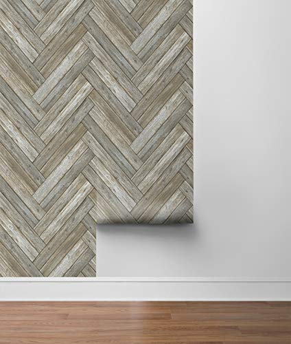 NextWall Faux Chevron Wood Peel and Stick Wallpaper NextWall
