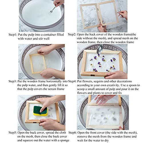Eage Paper Making Screen Frame, A5 Size 7.5 x 9.8 Inch Wooden Papermaking Mould Kit for DIY Paper Craft and Dried Flower Handcraft Eage