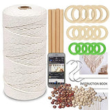 LECZIVOEN Macrame Kit, All in Macrame Supplies 109Yards x 3mm Macrame Cord,DIY Macrame Kit for Adults Beginners, Macrame Beads with Wooden Rings and LECZIVOEN
