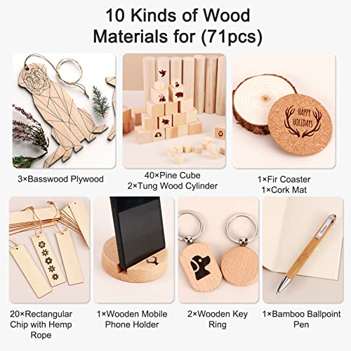 Csyidio 175 PCS Engraving Material Box, DIY Materials Apply to All Laser Engravers with Instructions, Laser Engraving Supplies Including Acrylic, Csyidio