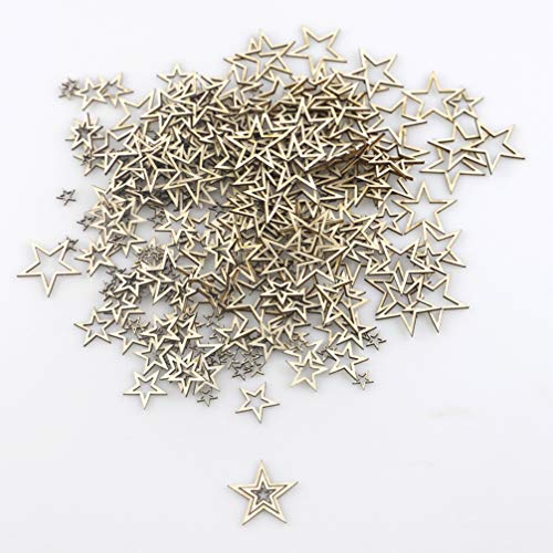 EXCEART 200pcs Star Shape Unfinished Wood Pieces Wooden Hollow Star Embellishments Cutouts Wooden Frames Pendant DIY Craft Jewelry Making Charms