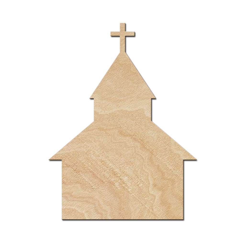Church Wood Cutouts for crafts, Laser Cut Wood Shapes 5mm thick Baltic Birch Wood, Multiple Sizes Available Elliefont Styles