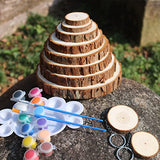 SENMUT Wood Slices 20 Pcs 3.5-4.0 inch Natural Rounds Unfinished Wooden Circles Christmas Wood Ornaments for Crafts Wood Kit Predrilled with Hole SENMUT