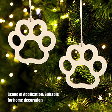 30 Pcs Unfinished Blank Wooden Bear Paw Shape Slices Discs DIY Craft Pieces Small Wooden Piece Embellishments for Wedding Christmas Party Pssopp