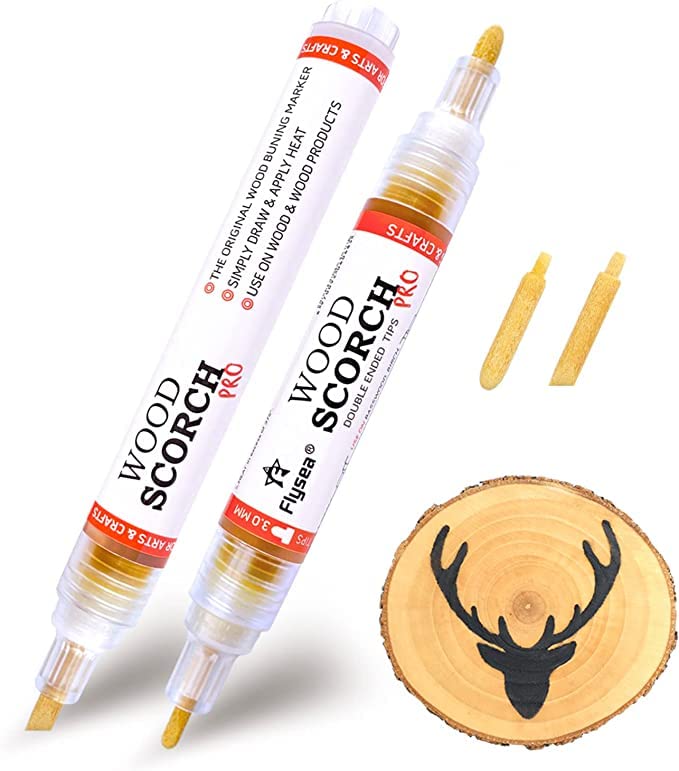 SUIUBUY Scorch Pen Marker - 2 PCS Wood Burning Pen Tool with Replacement Tip, Chemical Wood Burner Set for Burning Wood, Do-it-Yourself Kit for Arts - WoodArtSupply