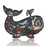 3D Wooden Whale Decor - Rustic Ocean Animal Craft for Home and Office CmayAlgc