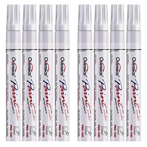 Paint Pens Paint Markers - White Permanent Markers 8 Pack, Oil Based Waterproof Quick Dry Medium Tip Marker Pen for Metal, Wood, Fabric, Plastic, - WoodArtSupply