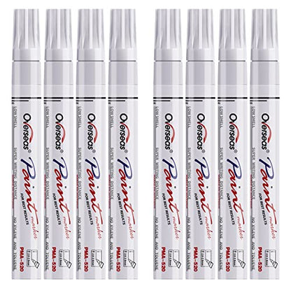 Paint Pens Paint Markers - White Permanent Markers 8 Pack, Oil Based Waterproof Quick Dry Medium Tip Marker Pen for Metal, Wood, Fabric, Plastic, - WoodArtSupply