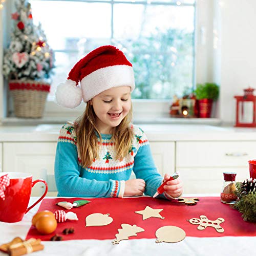 DIYASY Christmas Wood Ornaments for Crafts,60 Pcs DIY Unfinished Wood Cutouts Kit for Kids and Adults Christmas Trees Hanging Decoration DIYASY