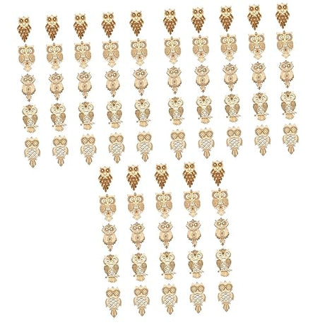 VILLCASE 75 Pcs owl Wood Chips Flowers for Crafts Micro Garden Animal Statue Wood Slices Unfinished Wood Crafts bass Wood Owl Charm Pendant Wood VILLCASE