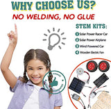 4 in 1 Science Experiment Puzzle Kits for Kids,Wooden Solar Power Motor Kit for Boys to Build,STEM Electric Projects Engineering Set for CYOEST