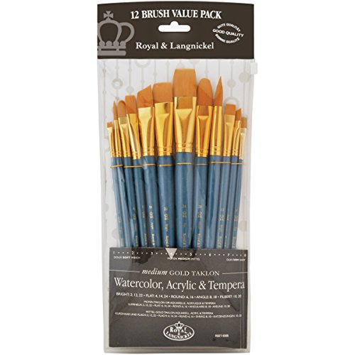 Royal Brush Manufacturing Royal and Langnickel Zip N' Close 12-Piece Brush Set, Medium Gold Taklon Royal Brush