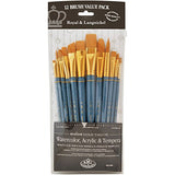 Royal Brush Manufacturing Royal and Langnickel Zip N' Close 12-Piece Brush Set, Medium Gold Taklon Royal Brush