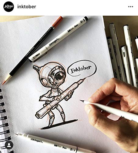 KINGART 430-10 PRO Inkline Micro Line & Precision Graphic Pens, 10 Assorted Nibs, Archival Waterproof Black Japanese Ink for Art, Illustration, KINGART