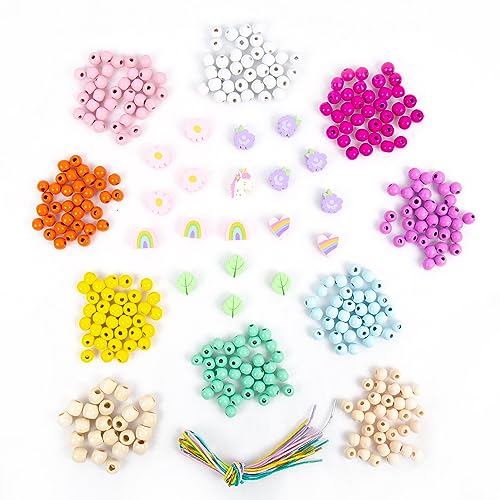 Story Magic Wooden Flower Bead Set, Over 300 Large Hole Wood Beads & Charms for Beading Bracelets, Bracelet Making Kit, Flower Bracelet Kit, - WoodArtSupply