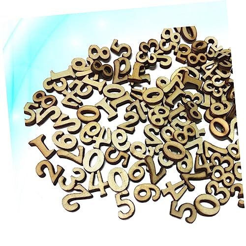 SEWOART 100pcs Pieces DIY Wooden Number Unfinished Crafts Numbers Wood Letters Wooden Number Chips Wood Number Cutouts Wedding Blank Puzzle Wooden SEWOART